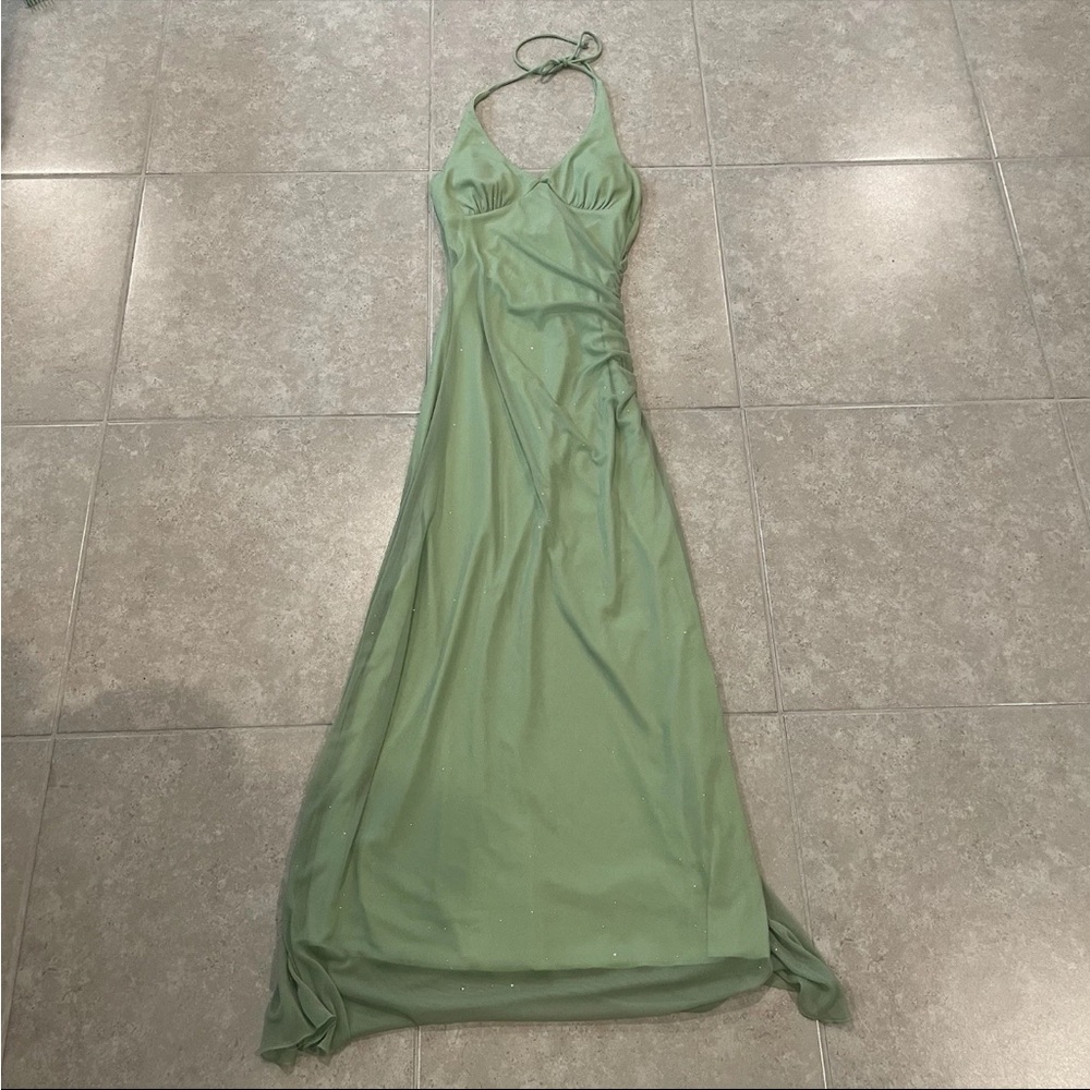 City Triangles Y2K 90s Vintage Fairy  Green Halter Maxi Dress